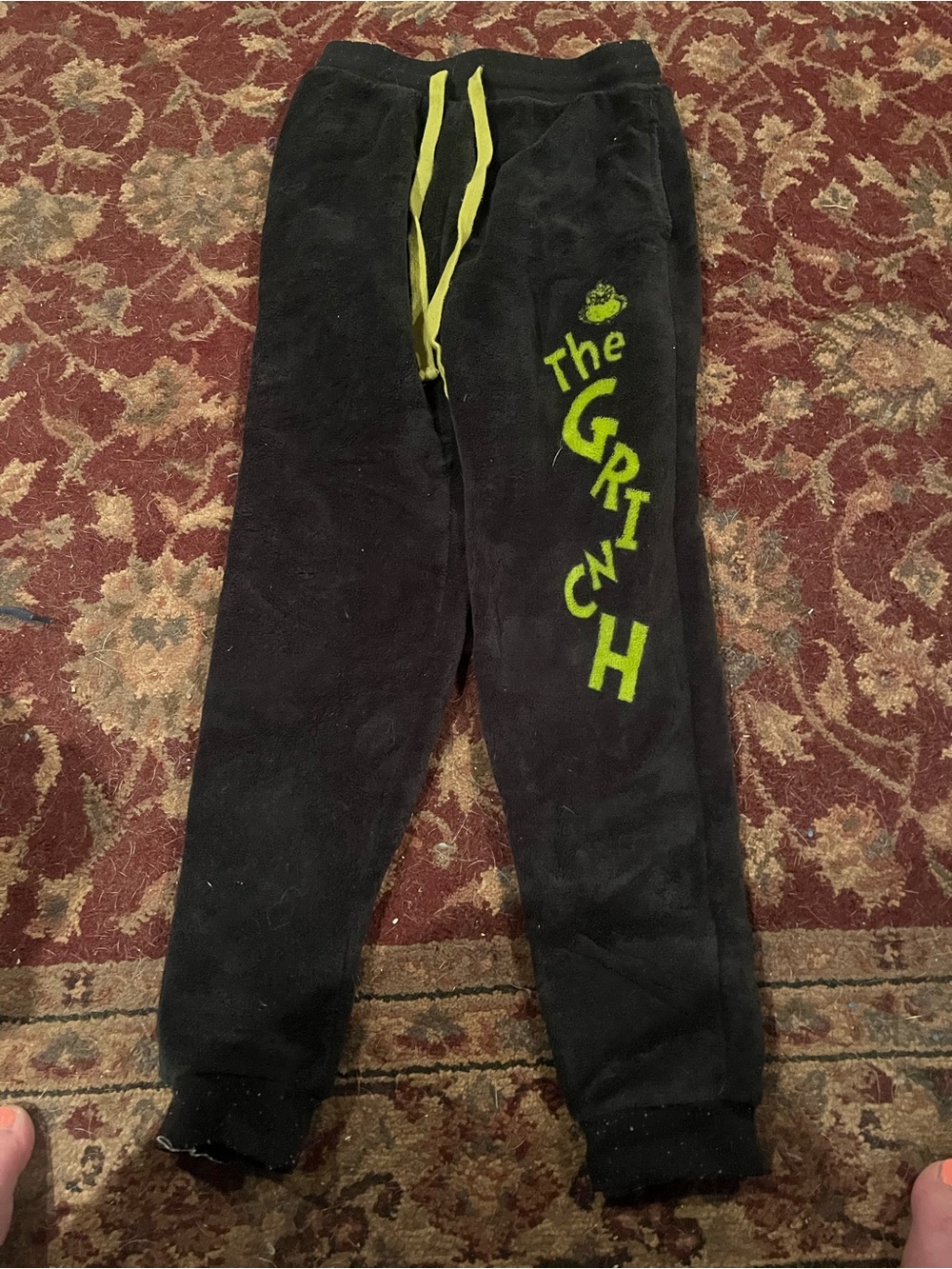 The Grinch Black & Lime Fleece Joggers Size Small